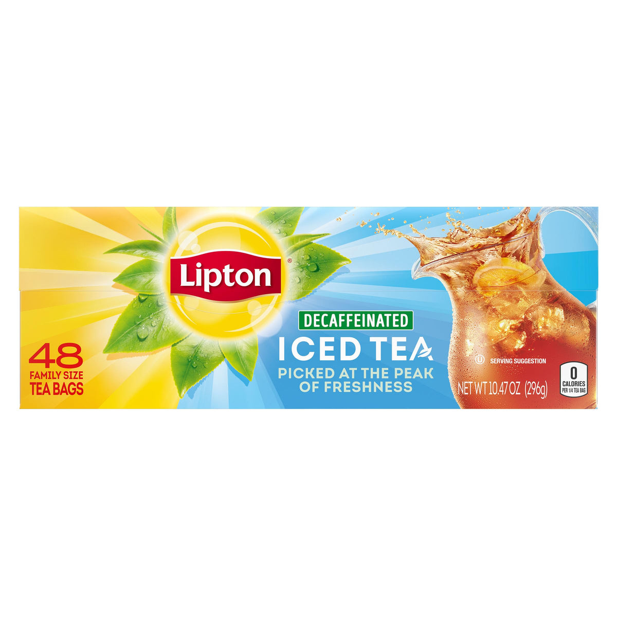 Lipton Decaf Black Iced Tea Bags, Family Size Zero Calories, 48 Total Tea Bags