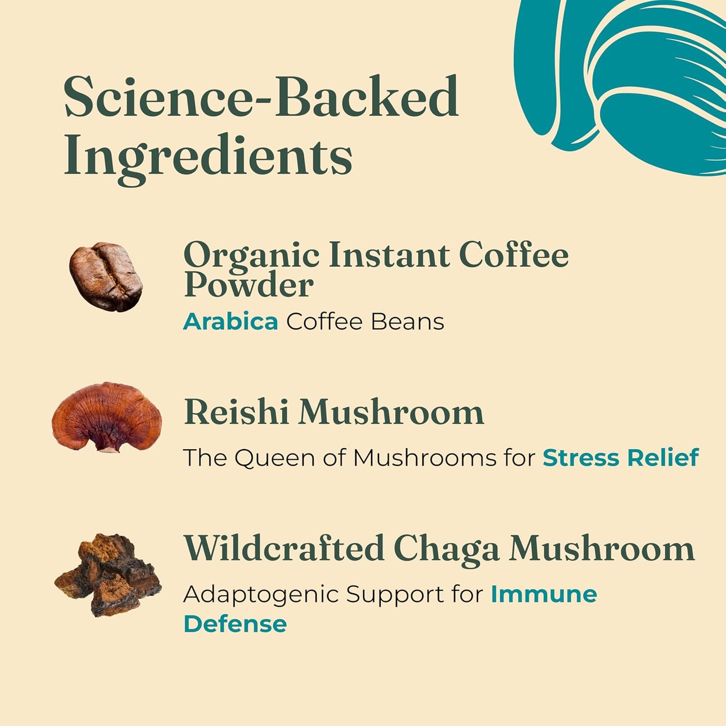 Four Sigmatic Calm Organic Instant Coffee | Medium Roast Arabica with Reishi &amp; Chaga Mushrooms for Stress Relief &amp; Mood Support | USDA Organic | Half Caffeine | 10 Packets
