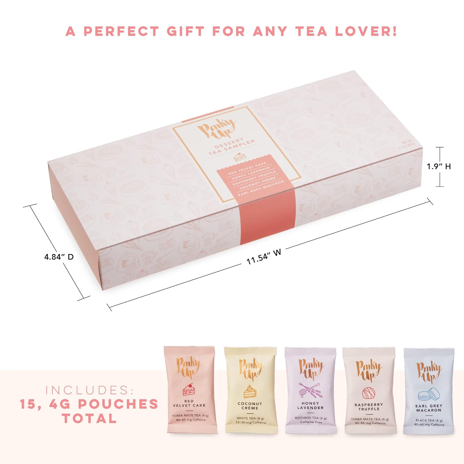 Pinky Up Loose Leaf Tea Sampler Set - Calorie Free Single Serving Loose Leaf Herbal Tea Variety Gift Pack, 15 Pouches