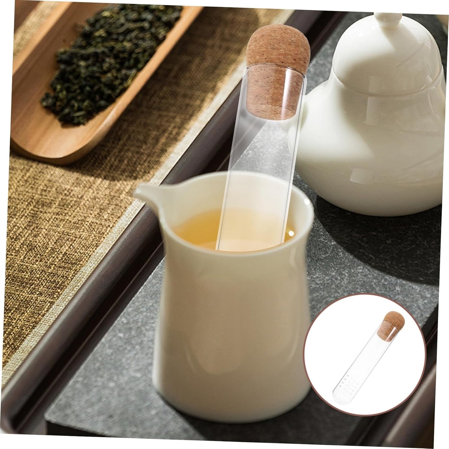 LIFKOME Loose Leaf Tea Infuser Tube Glass Tea Strainer High Borosilicate Filter Convenient Test Tube for Use