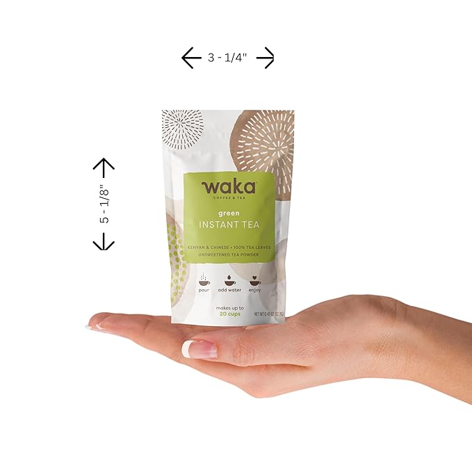 Waka Instant Tea — Concentrated Green Tea Powder Sample Bundle — No Sugar Added & Unsweetened — 100% Tea Leaves — 6 X 0.45 oz Sample Packs For Hot or Iced Tea