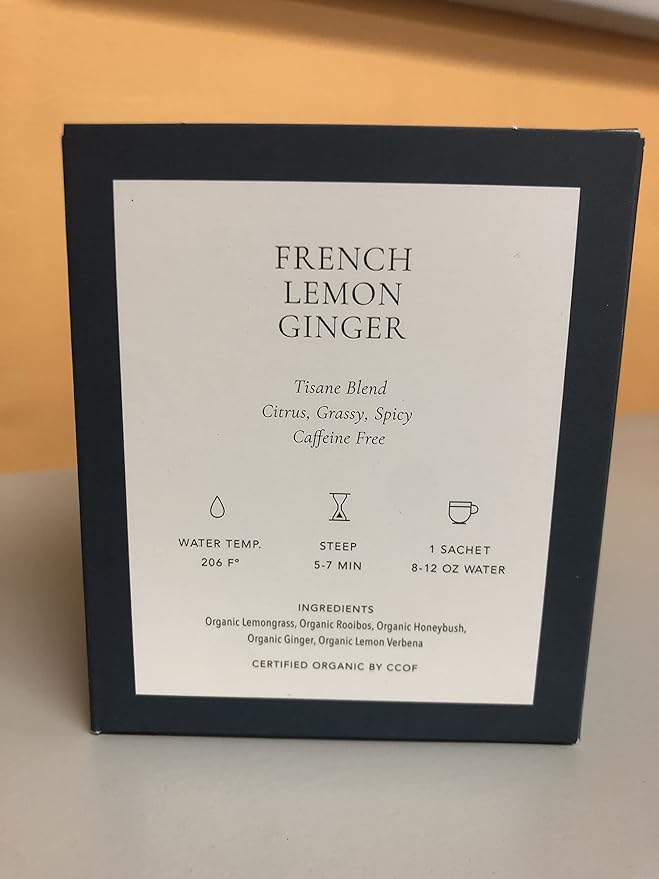 Art of Tea, French Lemon Ginger, 12 Count Eco Friendly Premium Quality Pyramid Tea Bags Sampler Box, Naturally Decaffeinated