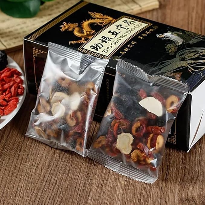 Herbal Tea Formula Ginseng Six Treasure Tea, Te Renal Herbal, Ginseng Five Treasures Organic Herbal Tea Traditional Healthy Zhu Gen Wu Bao Cha