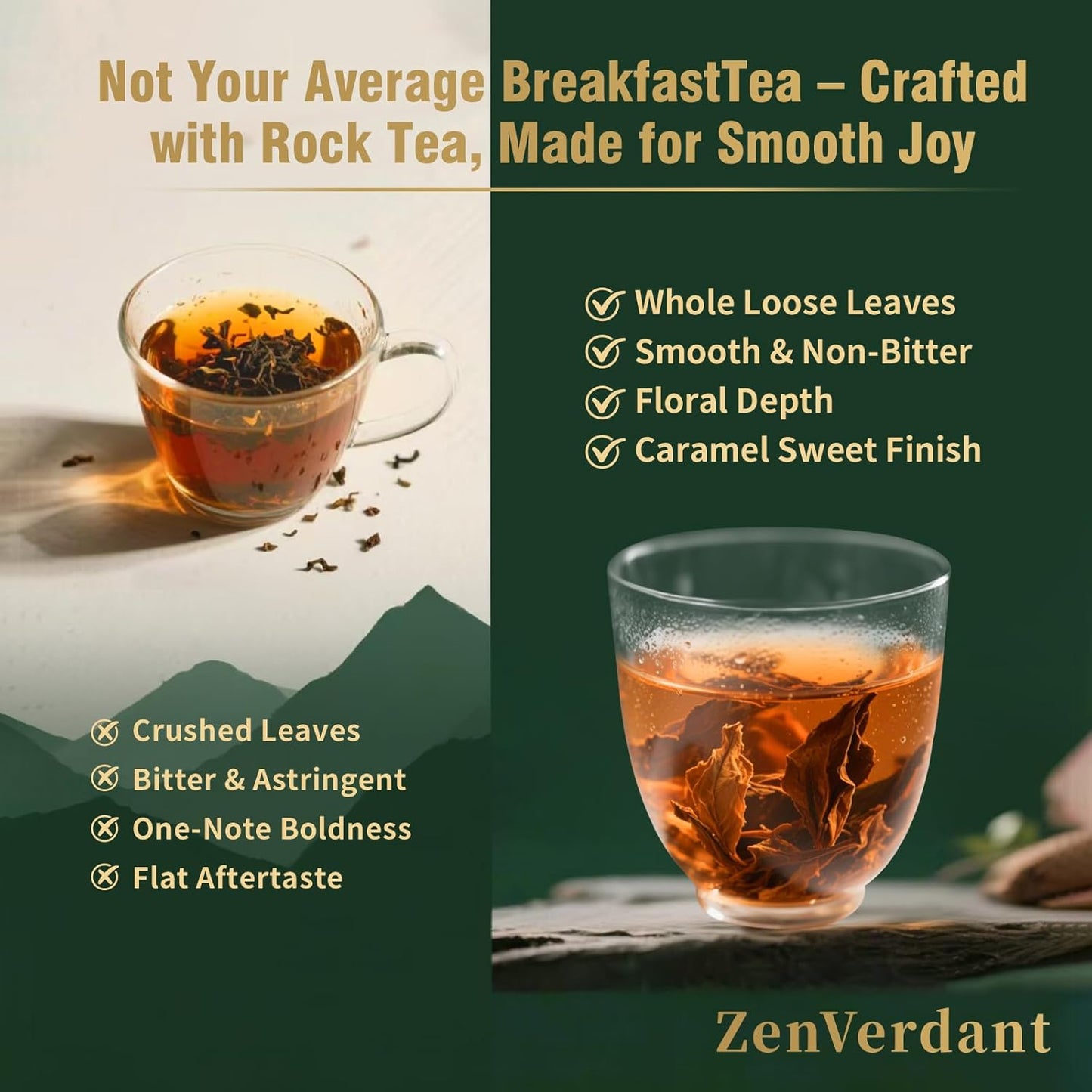 ZenVerdant DT Oolong Tea, 8 oz Whole Leaf Tea | Cortisol Balancing Calming for Stress Relief, Digestion and Metabolism, Rich in Antioxidants | Packaging Mislabeled English Breakfast Tea