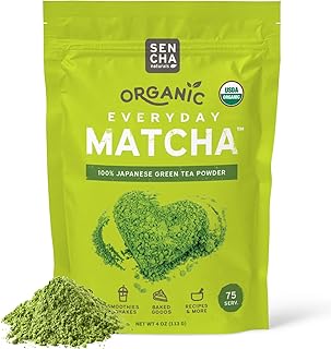 SEN CHA Naturals Organic Matcha Powder, Authentic Japanese Green Tea, Premium First & Second Harvest Culinary and Ceremonial Grade Matcha Powder, Lattes & Baking, 4oz Bag (1 Pack)