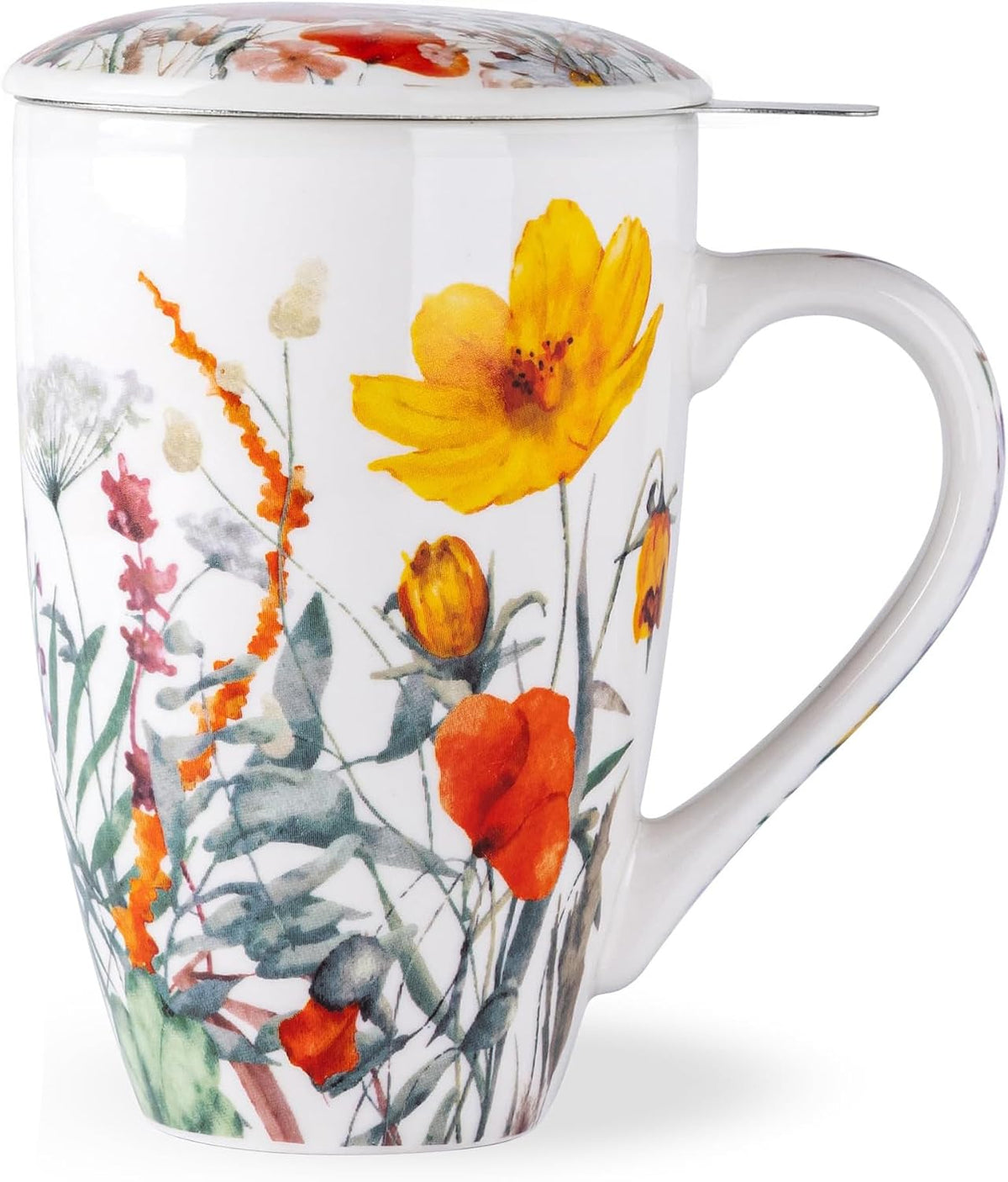 AmorArc Tea Cup With Infuser and Lid, 18oz Loose Leaf Tea Mug With Steeper