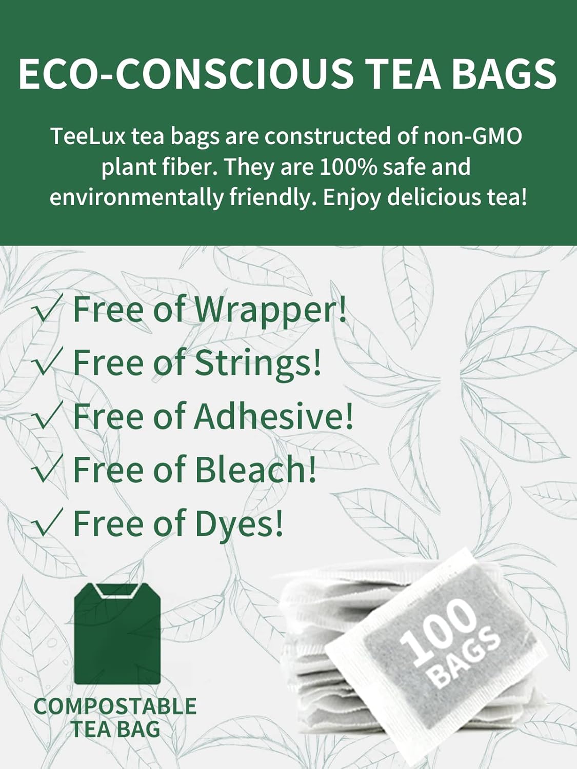 TeeLux Decaf Earl Grey Tea Bags, Decaffeinated Black Tea Blended with Natural Bergamot, Smooth & Full-Bodied, Enjoy Hot or Iced, 100 Count