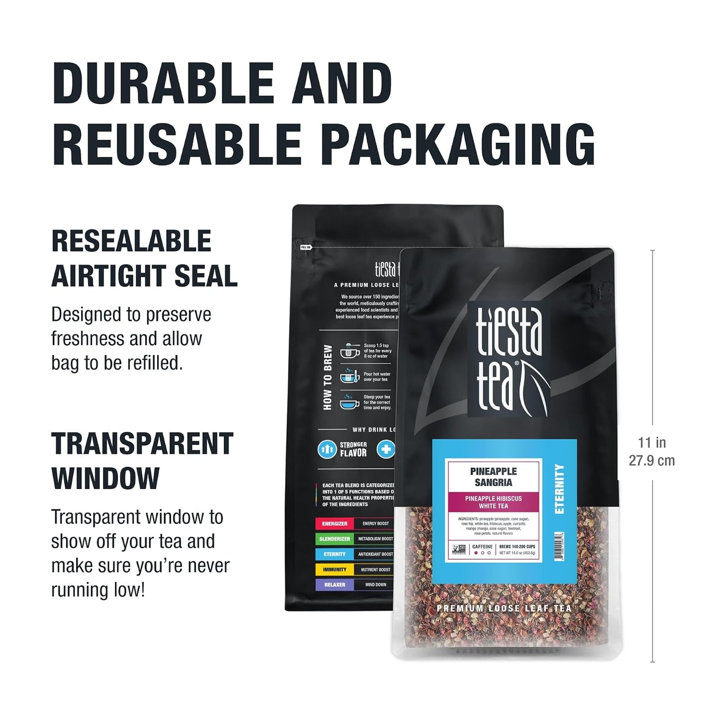 Tiesta Tea Pineapple Sangria Loose Leaf Tea – Pineapple Hibiscus White Tea | Blend, Premium Low-Caffeine Fruit Infusion, Hot or Iced, 16 oz Resealable Bulk Pouch, Makes Up to 200 Cups