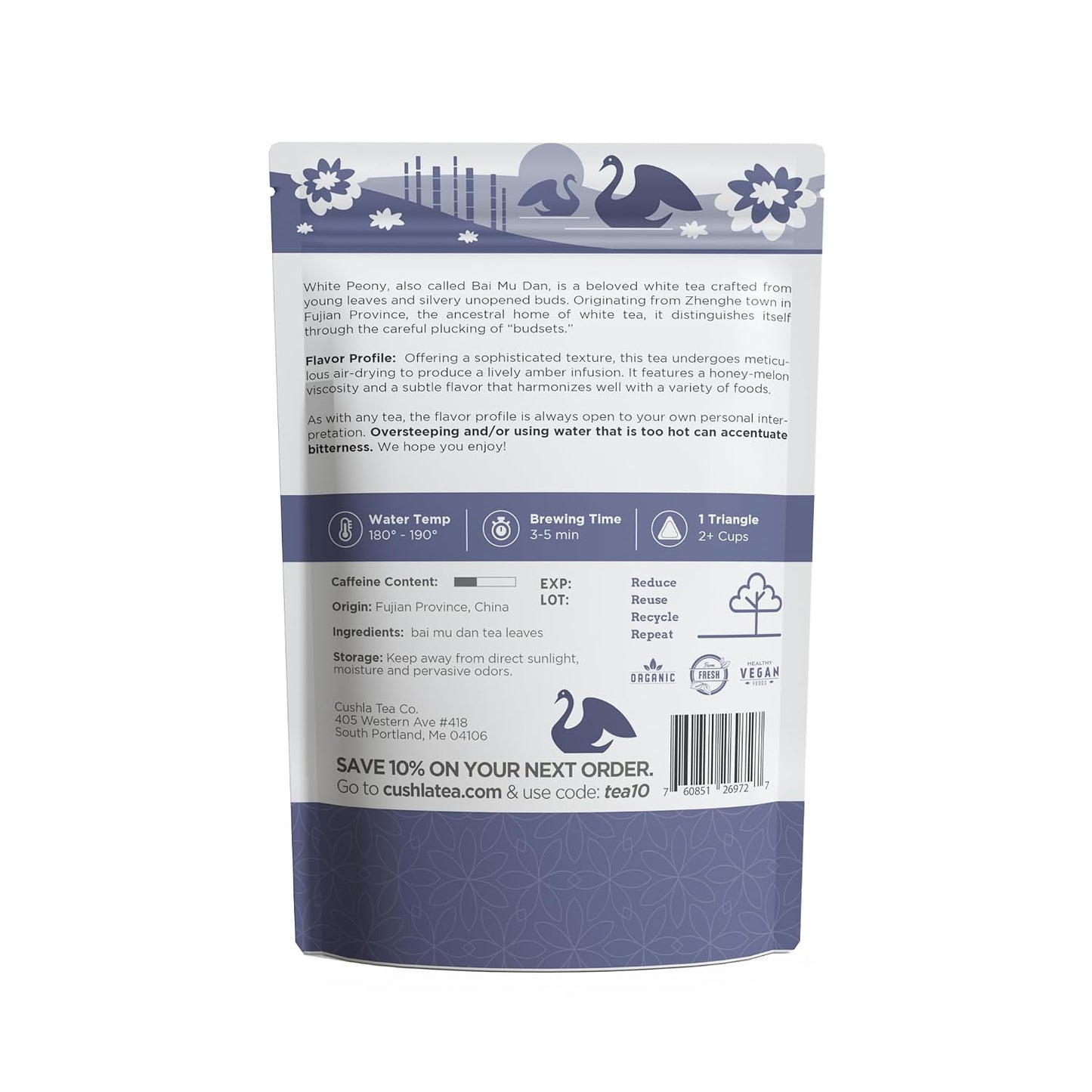 Imperial Grade White Peony Tea Bags - Bai Mu Dan (also known as Pai Mu Tan, Baimudan, Paimutan) - Fresh White Tea - Low Caffeine - High Antioxidants - 40 Count