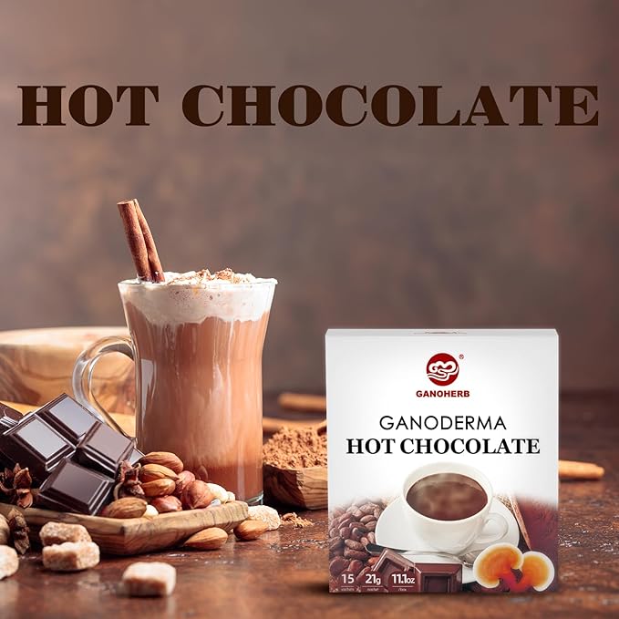 Mushroom Hot Chocolate Mix with Reishi, Mushroom Coffee Alternative Hot Cacao Powder for Energy, Mood and Immune System, Gluten Free