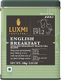 Luxmi Estates Tale of Two Estates English Breakfast Tea 100g/3.52oz (50 Cups) | Darjeeling Assam Black Tea Blend | Smooth Robust Caffeinated