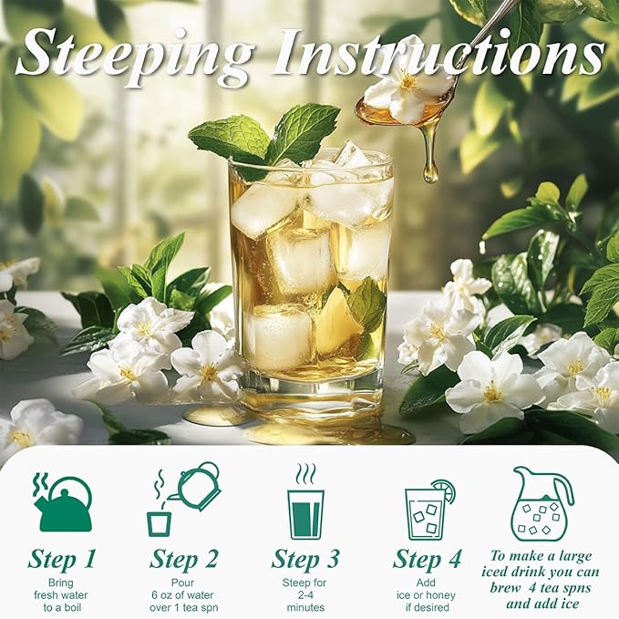 WT WEETEE Decaf Jasmine Green Tea Loose Leaf, 110+ Cups, Made of CO2-Decaffeinated Green Tea Leaves with Natural Jasmine Aroma, 228g /8oz