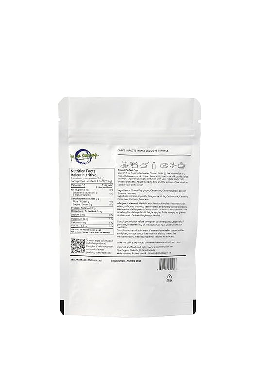 Blue Pepper Clove Impact Tea Infusion Blend - 60g | Natural, No Preservatives, Small-Batch, Premium Indian Tea Blend | Caffeine Free