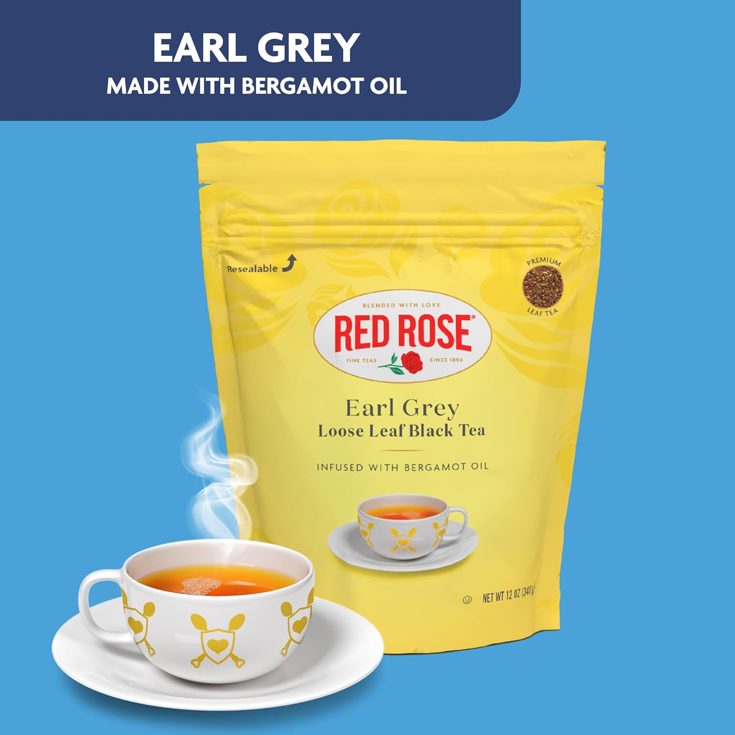 Red Rose Earl Grey, Loose Leaf, Black Tea, With Bergamot Oil, 12 oz