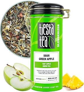Tiesta Tea - Sour Green Apple, Loose Leaf, Tart Apple Green Tea, Medium Caffeinated Blend, Makes Hot or Iced & Up to 40-50 Cups, 4oz Refillable Tin