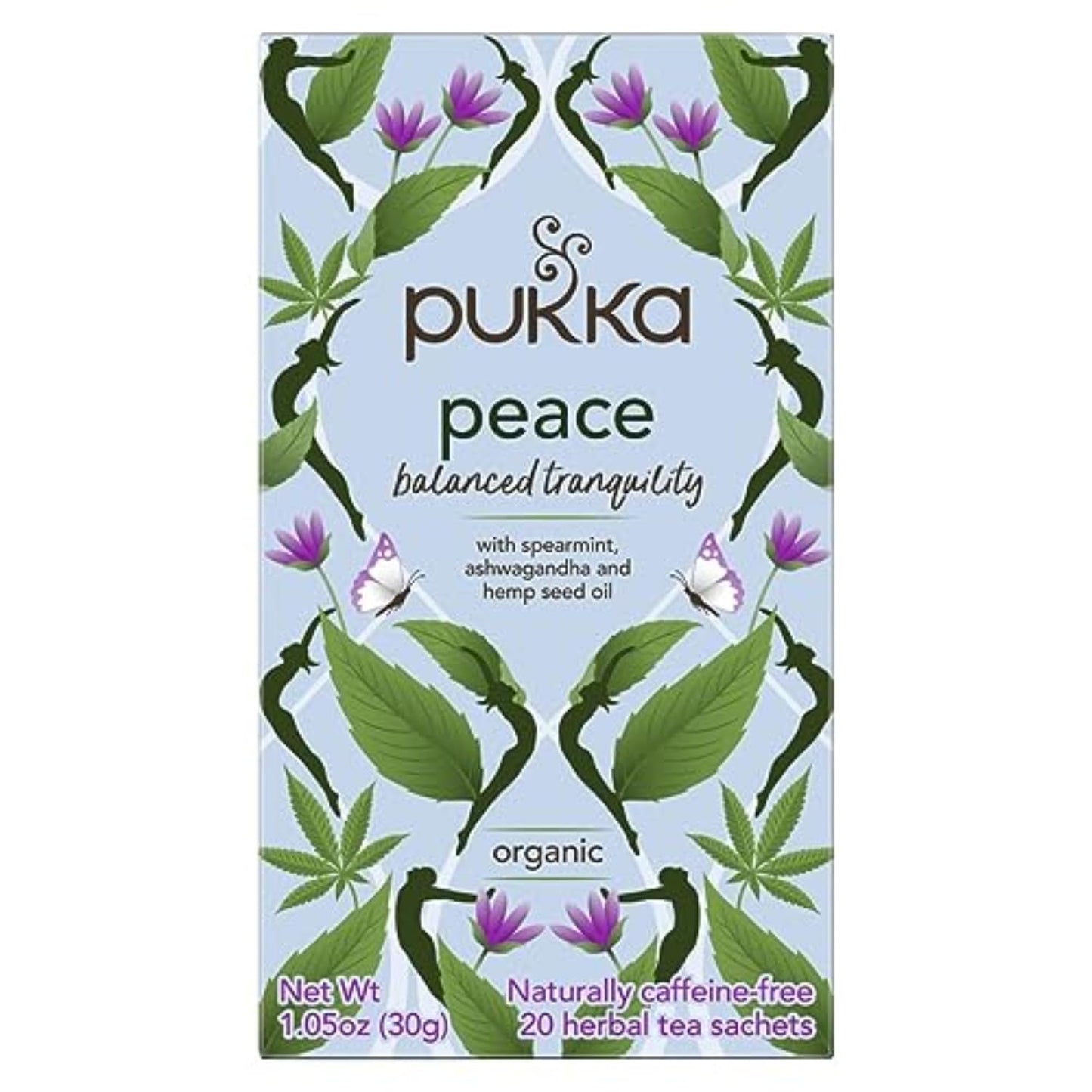 Pukka Peace Organic Tea Bags, 80 Total Tea Bags (20ct - Pack of 4) | Herbal Tea with Spearmint, Ashwagandha, and Hemp Seed Oil, Perfect for Balanced Tranquility, Caffeine Free