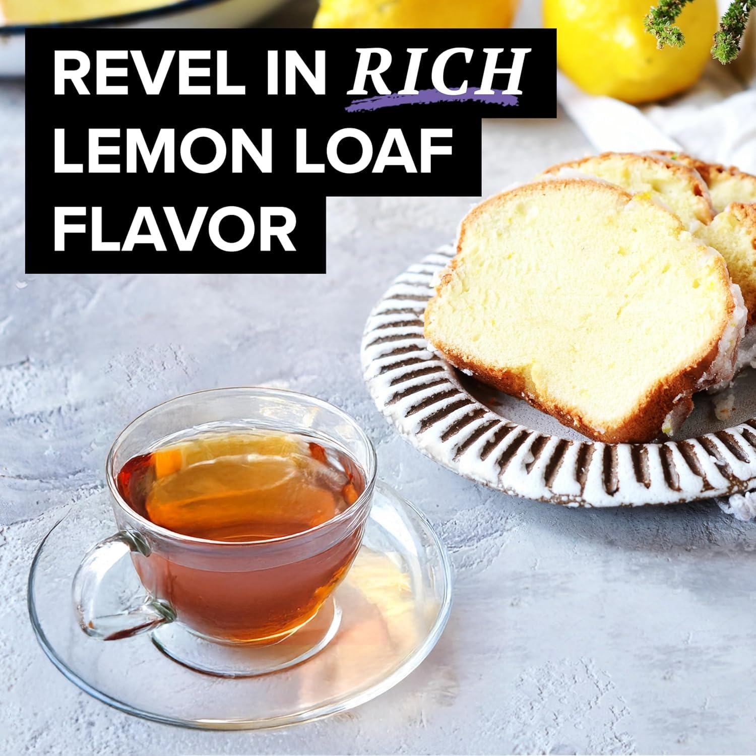 TAZO Glazed Lemon Loaf Herbal Tea Bags, Dessert Delights Collection, Caffeine-Free, Aromatic Lemon & Vanilla Blend, 45 Tea Bags Total (15 ct – Pack of 3)