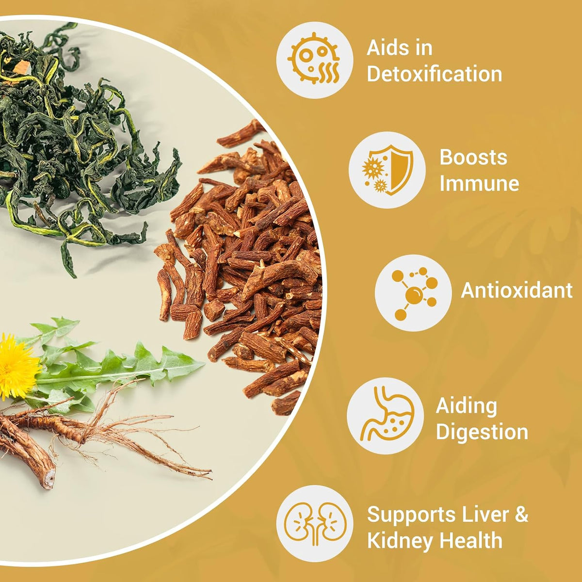 Dandelion Root and Leaf Tea, Detox Herbal Tea Support Liver &amp; Kidney Health