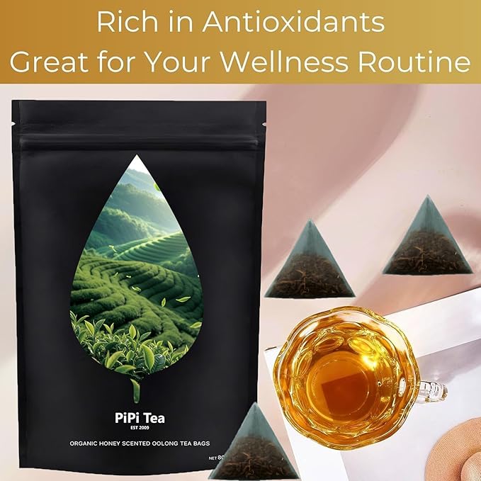 Pipi Tea Oolong,Pipi Oolong Tea,PiPi Tea Organic Oolong Tea Bags – Whole Leaf,Cortisol & Calming Tea for Anxiety, Stress,Herbal Benefits – 25 Bags (4g Each) (2)