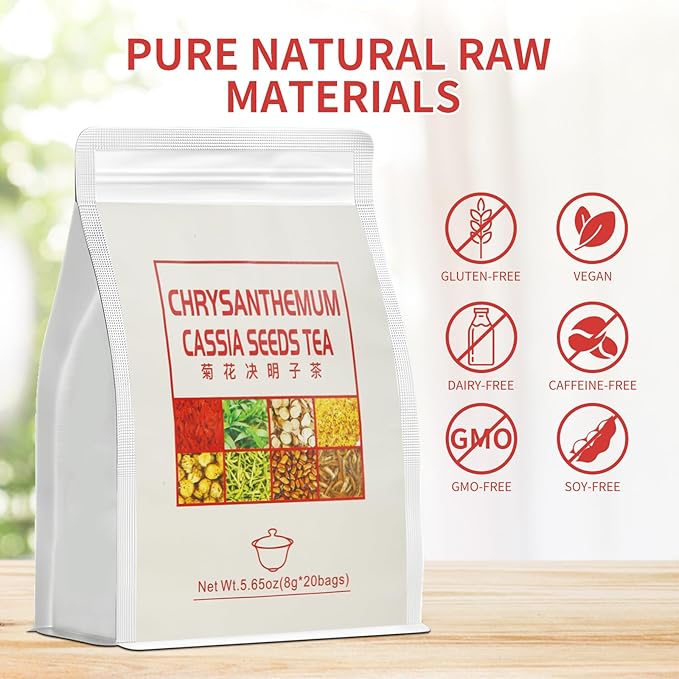 Chrysanthemum Cassia Seeds Tea Bags(160g, 8gX20Bags), Honeysuckle, Chinese wolf-berry, Sweet-scented Osmanthus