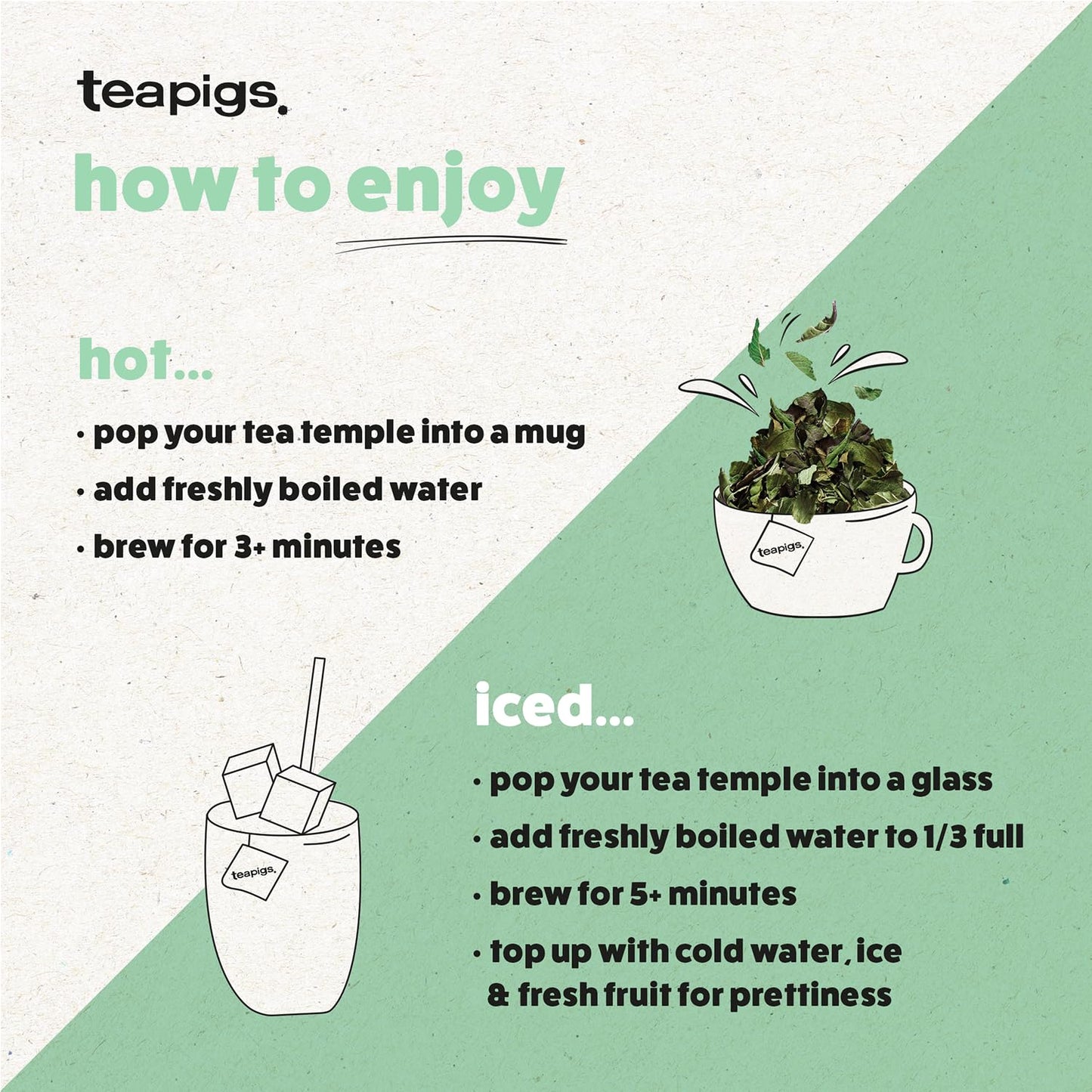 teapigs, Peppermint Leaves Tea, Made with Whole Leaves, Whole Leaf Tea Temples, 50 Count, Pack of 50, Cool, Crisp &amp; Refreshing