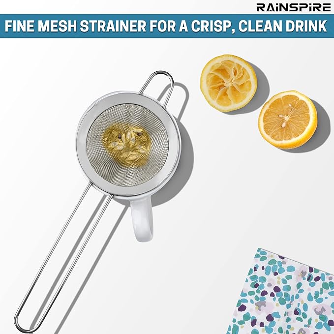 Upgraded 3.3" 304 Stainless Steel Fine Mesh Strainers for Kitchen, Cocktail Strainer Tea Coffee Juice Strainer Food Strainer Mini Sieve Strainer