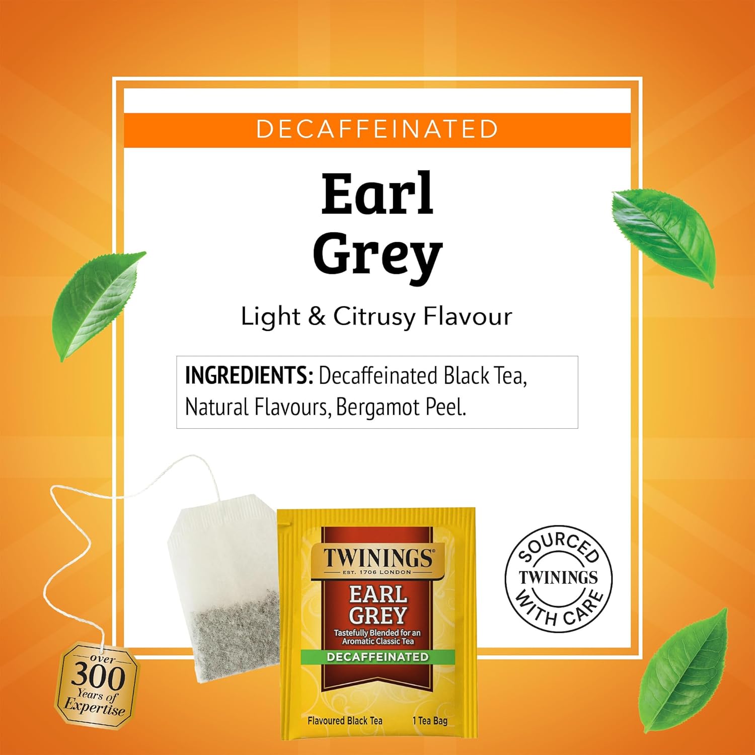 Twinings Decaffeinated Earl Grey Black Tea Individually Wrapped Bags, 20 Count (Pack of 2), Flavoured with Citrus and Bergamot, Enjoy Hot or Iced, 20 Teabags