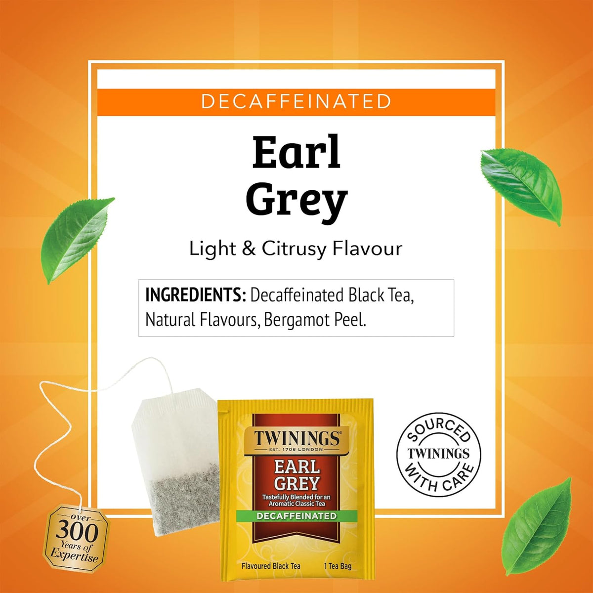 Twinings Decaffeinated Earl Grey Black Tea Individually Wrapped Bags, 20 Count (Pack of 6), Flavoured with Citrus and Bergamot, Enjoy Hot or Iced, 120 Teabags