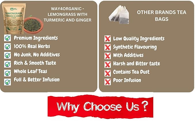 Lemongrass Loose Leaf Herbal Tea with Benefits of Turmeric and Ginger, Caffeine Free, 224g (8-ounce), Culinary Use