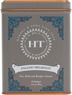 Harney & Sons English Breakfast Tea, Caffeinated, 20ct sachet tin, HT Tea Blends