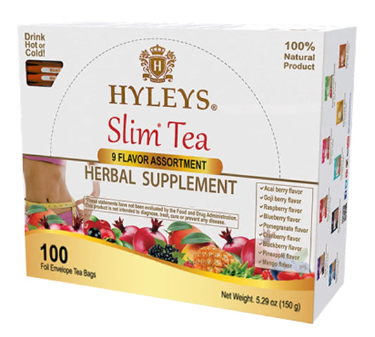 Hyleys Herbal Tea 9 Flavor Assortment 100 Ct - Herbal Supplement - 100 Tea Bags (1 Pack) - Herbal Tea Variety Pack