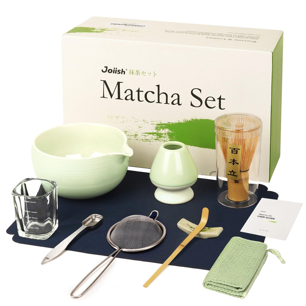 Joiish Complete Matcha Whisk Set, 10-Pcs Matcha Kit, Light Green