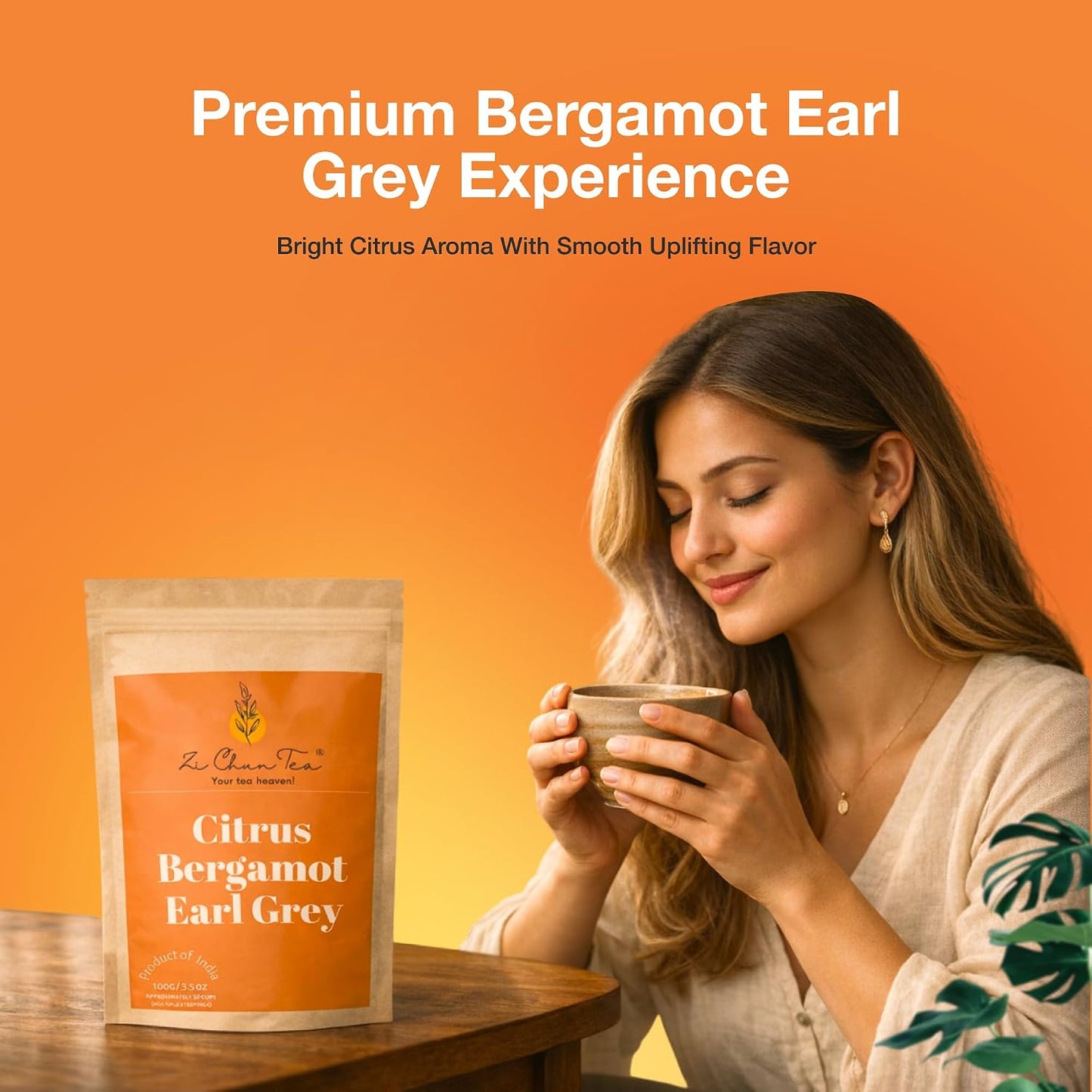 Zi Chun Tea | Bergamot Earl Grey Tea Loose Leaf | Made with Extra Whole Bergamot Pieces (Not Oil), Premium Assam Black Tea, Bold Citrus Flavor, Non-GMO, No Artificial Ingredients | 8.8 oz