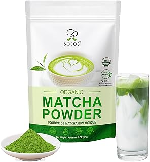 Soeos Organic Matcha Powder, Matcha Green Tea Powder, 2 oz (57g), Antioxidant-Rich Japanese Matcha for Lattes, Smoothies and Baking, Recyclable Bags