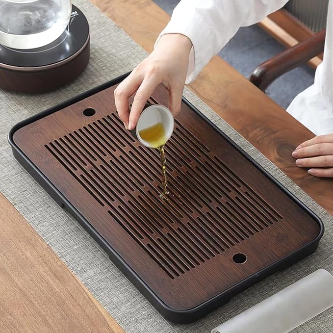 17 Inch Large Bamboo Chinese Gongfu Tea Tray Table Box with Water Storage for Kungfu Kung fu Tea Set