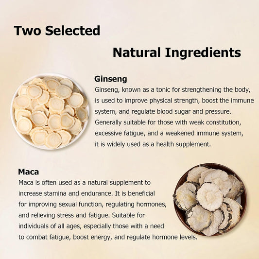 HANFANGLING Ginseng Maca Tea, Natural and Health, Caffeine-Free Herbal Tea,20 Tea Bags,1.41oz