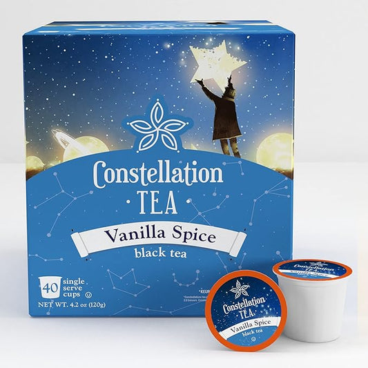 Constellation Tea Vanilla Spice Black Tea Pods Compatible with K Cup Brewers Including 2.0, 40 Count