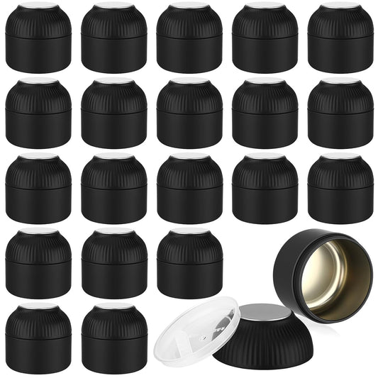 20 Pcs Mini Tea Tin Canister with Airtight Double Lids 2.5 oz Bulk Small Round Metal Tinplate Tea Tin Can Tiny Kitchen Containers for Loose Teas