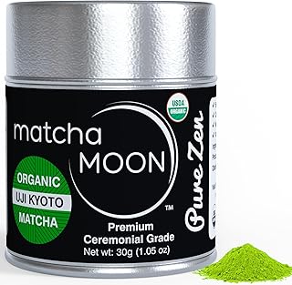 Matcha Moon Pure Zen Ceremonial Grade Matcha Powder | Premium USDA Organic Traditional Japanese Green Tea | First Harvest Uji Kyoto Sourced Tea Powder | 30g Tin