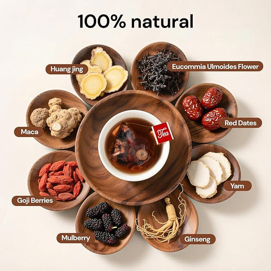 Goji Berries Ginseng Herbal Tea Formula Ginseng Eight Treasure Tea 8 Natural Ingredient & Repair for Women & Men 25 Count, Caffeine-Free (Pack of 1）