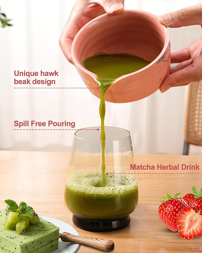 Matcha Set - Japanese Matcha Kit Set 7-Pcs: Ceramic Bowl (Chawan), Matcha Whisk and Holder, Bamboo Scoop, Scoop Rest, Sifter and Towel