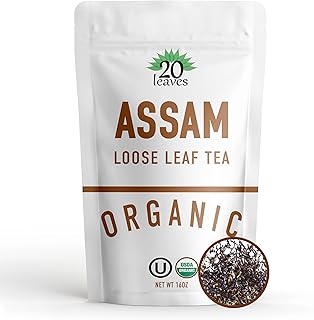Assam Loose Leaf Black Tea - 100% Certified Organic - 1lb Pouch - 16oz Resealable Kraft Bag - 1 Pack