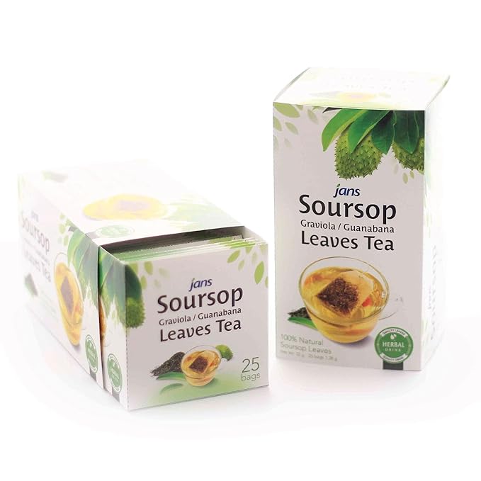 Jans Soursop Tea Bags (50 Count, Full Strength Premium Herbal Tea) Made from 100% Natural & Dried Soursop Leaves