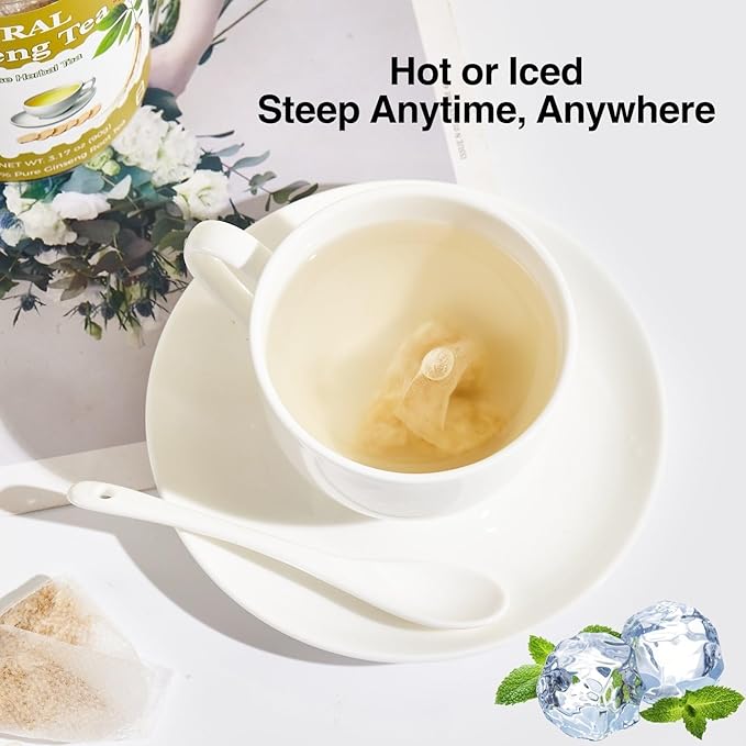 Ginseng Tea Bags – 45 Count, Natural Kidney Cleanse Detox & Repair Tea for Men & Women, Herbal Ginseng Root Tea for Kidney Health Support