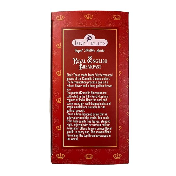 Herbal Cup Tea - Lady Tallys Royal English Breakfast, Rich Flavor and Aroma for Daily Indulgence, Caffeinated, Enjoy Hot Cold Summer Winter