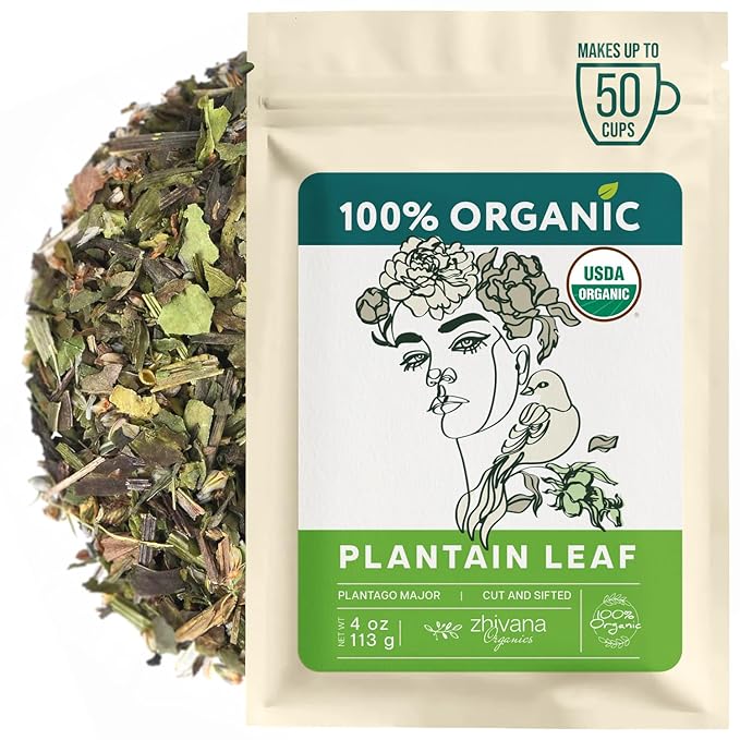 Plantain Leaf Organic (4 oz.) – Broadleaf Plantain Tea Loose Leaf (Plantago Major) – Llanten Planta Medicinal - Herbal Tea for Digestion
