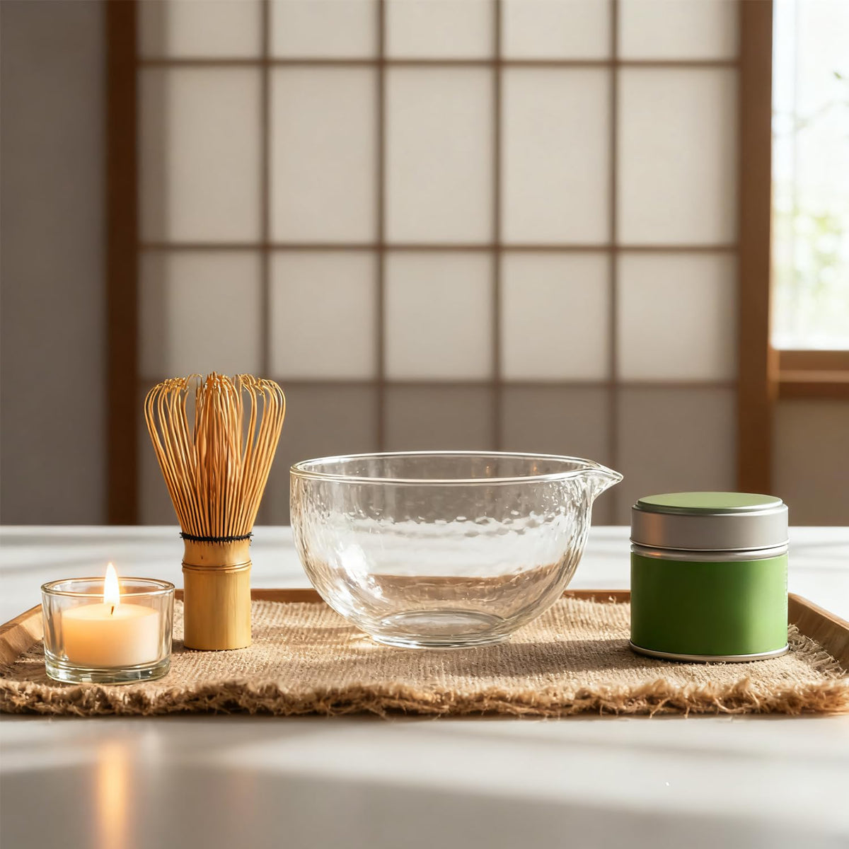 Britegleam Glass Matcha Bowl With Spout,Textured Glass Chawan Matcha Green Tea Whisk Bowls,Clear Japanese Style Cute Salad