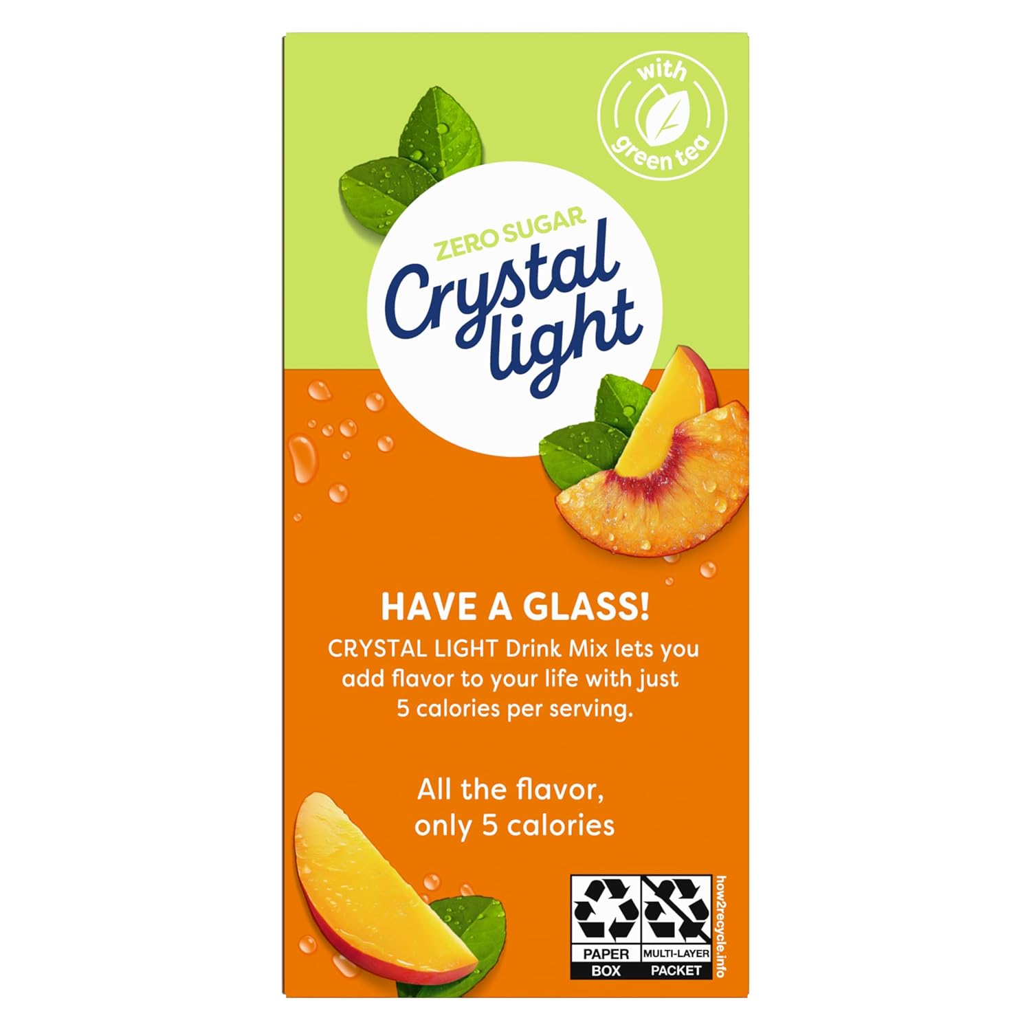 Crystal Light On The Go Peach Mango Green Tea Drink Mix, 10-Packet Box (Pack of 15)