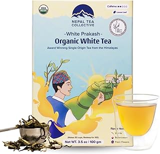NEPAL TEA Organic White Tea Loose Leaf - USDA Certified Organic from a Family Farm in the Himalayas - Award-Winning Premium Tea Leaves to Enjoy Hot or Cold – 3.5oz /100g (White Prakash)
