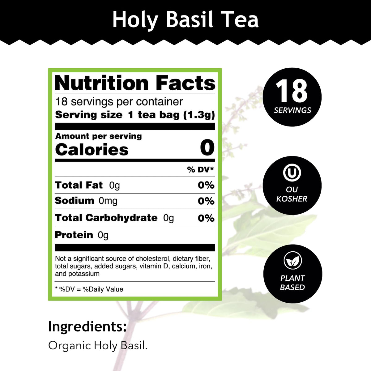 Buddha Teas Organic Holy Basil Tea - Herbal Tea, Caffeine Free